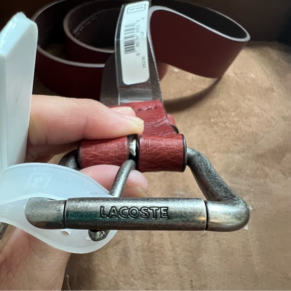 Lacoste Men’s Brown Wide Leather Belt, Size 42 - Picture 4 of 14